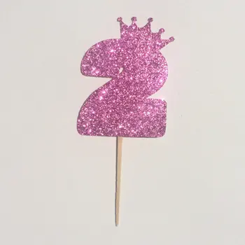 COOL PINK персонализиран номер брокат Toppers бебе булчински душ рожден ден сватбено парти торта декорации храна кирки