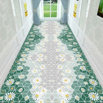 Cartoon 3D малки цветя отпечатани килим могат да бъдат нарязани в вратата етаж мат Corrido дълга лента и напълно положени коридор бегач килими