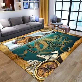 Cartoon Art Octopus 3D печат килими за хол спалня декор меки фланела дома нощно шкафче диван постелки детска площадка килими