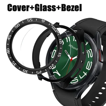 Case + панел пръстен + закалено стъкло за Samsung Galaxy часовник 6 класически 47mm 43mm екран протектор Galaxy часовник 5 pro 45mm аксесоари