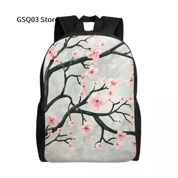 Cherry Blossoms раница момиче момче възрастен 15 инчов двойна каишка рамо училище книжна чанта водоустойчив подходящ лаптоп