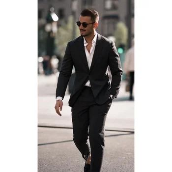 Chic Notch Lapel Single Breasted Men Suits Slim Fit 2 Piece Blazer with Pants Formal Business Casual Wedding Groom Tuxedo 2023