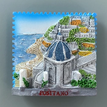 Colorful Cliff Town Позитано, Италия Хладилник Хладилник магнит стикер Ръчно изработена смола подарък за пътуване сувенирна колекция декорация