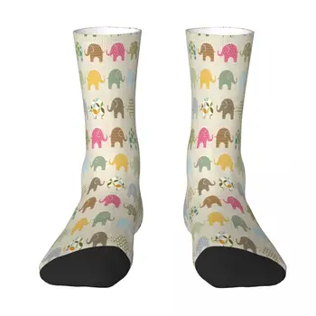 Colorful слон колоритен животински чорап чорапи мъже жени полиестерни чорапи адаптивни дизайн