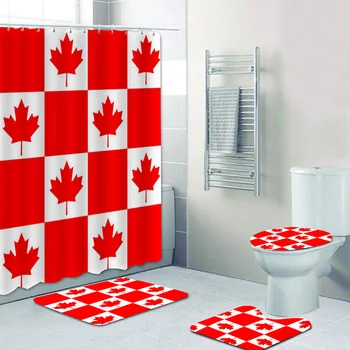 Cool проверени Канада флаг кленов лист баня завеса комплект канадски спортен душ завеса килими тоалетна аксесоари Начало декор
