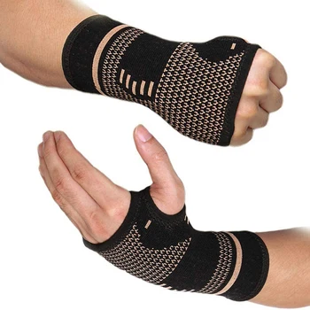 Copper Gym Wrist Support Professional Sports Wristband Safety Compression Gloves Wrist Protector Arthritis Sleeve Palm Bracer