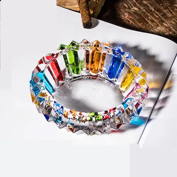 Creative Ins rainbow Glass Ashtray Home Living Room Office Creative Personality Trend Anti-flying High-end Ashtray