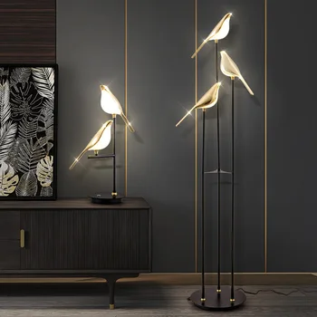 Creative сврака птица етаж светлина модерна птица LED настолна лампа салон бар нощно бюро спалня тела въртящи се дома декор