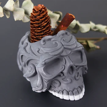 Creative череп силиконови мухъл ръчно изработени мазилка цвете саксия свещ буркан епоксидна смола череп мухъл Хелоуин орнаменти Начало занаятчийски декор