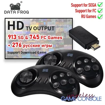 DATA FROG Конзола за видео игри за Sega Genesis Мега 16-битова MD безжична ретро конзола Dendy Game Stick Поддръжка TV OutPut 2023