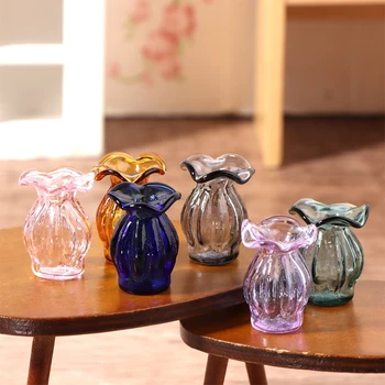 DIY Къща за кукли Миниатюрна стъклена ваза Цветна аранжировка Буркан за съхранение на саксия Градина DIYChristmas Къща декор аксесоари