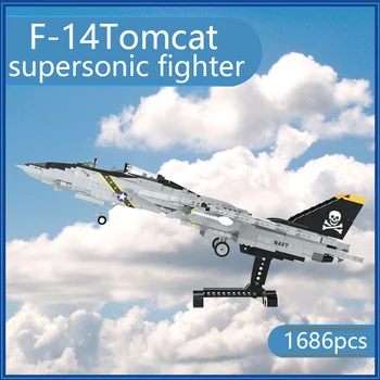 DIY монтаж модел детски играчки подаръци F-14 мъжка котка творчески самолети блокове MOC блокове свръхзвуков изтребител
