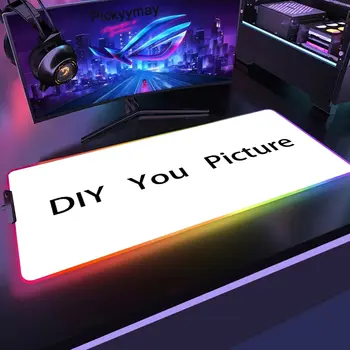 DIY персонализирана RGB подложка за мишка Подложка за бюро LED геймър Mausepad подложка за мишка клавиатура Мат за маса по поръчка 550x100 500x100 90x40 80x30