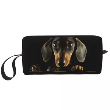 Dachshund куче козметична чанта жени мода голям капацитет кученце домашен любимец грим случай красота съхранение тоалетни чанти Dopp комплект случай кутия