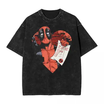 Disney Deadpools Списък на Свети Валентин T ризи Хип-хоп измити къс ръкав тениска за мъже жени върхове улично облекло летни тениски