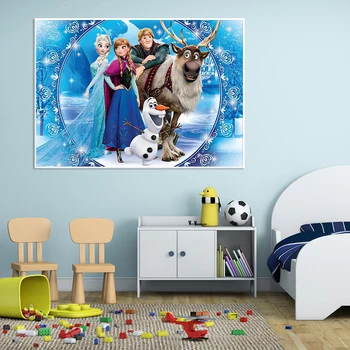 Disney Frozen Плакат Queen Elsa Canvas Painting Print Blue Cartoon Pictures for Girls Gift Kids Room Home Wall Art Decor Cuadros