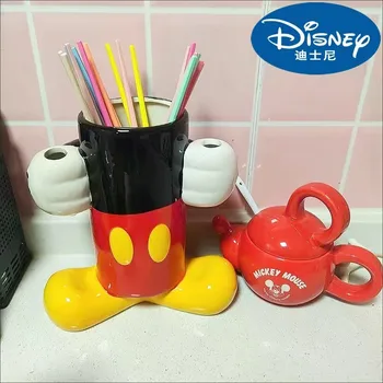 Disney Аниме Мики Маус Държач Керамични Декорация на дома Ваза за цветя Подвижни играчки за кукли Кухненски държач за клечки Тръба за съхранение