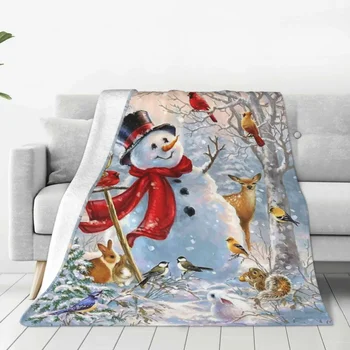 Dona Gelsinger снежен човек плюшени одеяла Весела Коледа Нова година хвърлят одеяло за легло диван диван 150 * 125 см плюшени тънки юрган