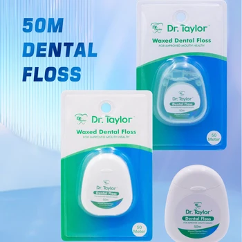  Dr.Taylor 2 * 50m конец за зъби восък мента ароматизирани. Конец за зъби, Почистване на зъбите Хигиена на устната кухина