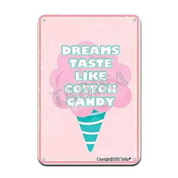 Dreams Taste Like Cotton Candy Iron Poster Painting Tin Sign Vintage Wall Decor for Cafe Bar Pub Home Beer Decoration Crafts