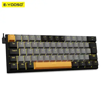 E-YOOSO Z11 USB 60% Mini Mechanical Gaming Кабелна клавиатура Red Switch 61 Keys Gamer за компютър PC Лаптоп разглобяем кабел