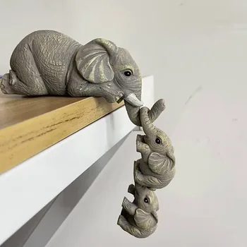 Elephant Ornament Elephant Family Simulation Animal Cartoon Desktop Hanging Kids Room Accessories Декоративни