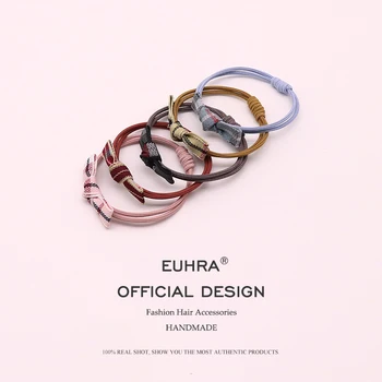 Euhra Fishion 5 цвята еластични ленти за коса карирана Bow-възел шапки за момичета и жени аксесоари за коса лента за коса на едро