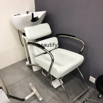 Flushing легло коса салон посветен половин лежи висок клас проста коса салон фризьорски салон керамичен басейн за измиване на косата станция