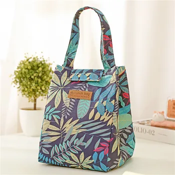 Fresh Leaves Design New Fresh Lunch Bags For Women Kids Food Cooler Lunch Box Tote Cooler Lunch Box Insulation Portable Tote Bag