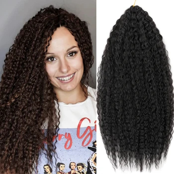 Full Star Kinky къдрава синтетична коса бразилски плитки коса пакети 20Inch 90g естествени меки омбре плетене на една кука плитки за черни жени