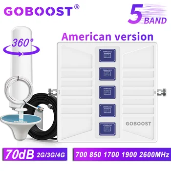GOBOOST 5 лентов усилвател на сигнала CDMA 850 B12 B13 700MHz B2 1900 B4 1700 клетъчен 3G 4G усилвател вътрешен мобилен телефон сигнал ретранслатор