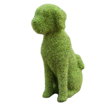 Garden Flocking Puppy Ornaments Cute Dog Statues Moss Green Imitation Puppy for Garden Lawn Ornament