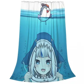 Gawr Gura Blanket Flannel All Season Shark Girls Многофункционални леки тънки одеяла за диван на открито