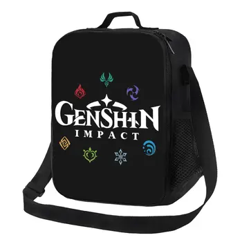Genshin ударни елементи изолирани обяд чанта за жени игра аниме термичен охладител Bento Box деца