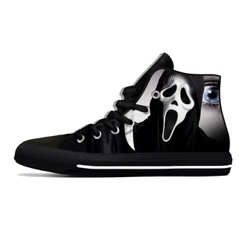 Ghost Face Horror Scary Halloween Anime Cartoon Casual Cloth Shoes High Top Lightweight Breathable 3D Print Men Women Sneakers