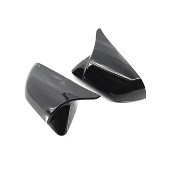 Gloss Black Horn Style Side Door Mirror Cover Trim Shells Cap за Ford Mustang 2015-2022