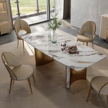 Gold метални крака трапезен стол кожа удобен кожен стол Barstools нокти кафе маса луксозни мебели столове трапезария