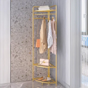 Golden Bedroom Clothes Rack Boutique Place Saving Hall Nordic Clothes Stand Modern Entrance Guarda Roupa Hallway Furniture