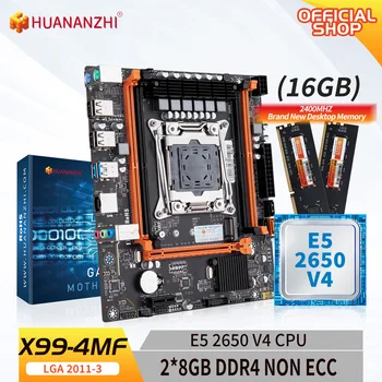 HUANANZHI X99 4MF LGA 2011-3 XEON X99 дънна платка с Intel E5 2650 v4 с 2*8G DDR4 NON-ECC памет комбо комплект комплект M.2 NVME