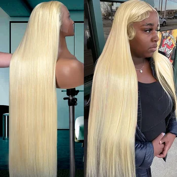 Hairinside 30 40 инчов HD 613 кост прав 13x6 дантела отпред човешка коса перука цвят 250% 13x4 мед блондинка фронтални перуки за жени