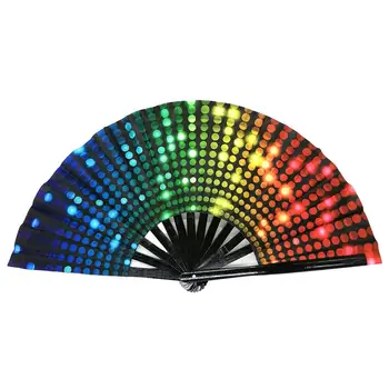 Handheld Fan Сгъваем Rainbow Rave Hand Fan Colorful Hand Held Fan Rainbow Party Decoration Pride Fans Hand Folding Fans For