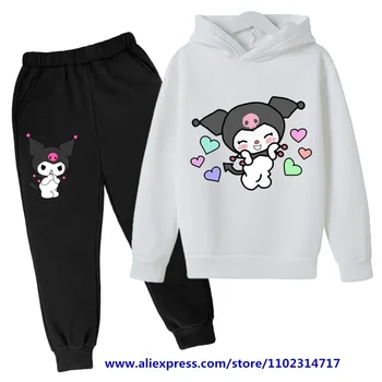 Hello Kitty Baby Casual Анцузи Деца Момчета Момичета Kuromi Hoodies Дълги панталони 2Pcs Комплекти Детски спортен костюм Облекло