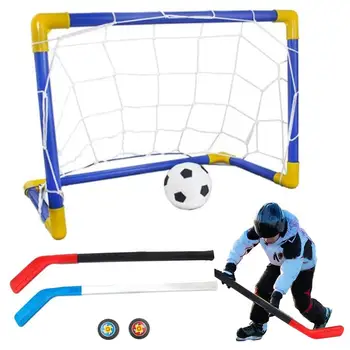 Hover Soccer Toys Set 2 In 1 Hockey Football Hockey Ball Pump Mini Soccer Goal Set Kids Indoor Goal Set Indoor Mini Goal Sports