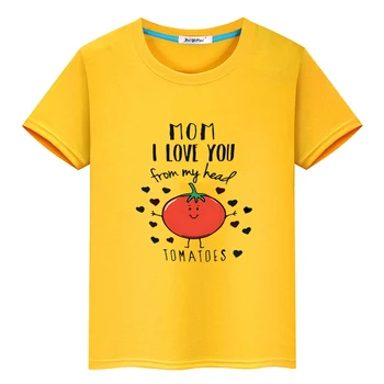 I LOVE YOU FROM MY HEAD TOMATOES T-shirt Kawaii Cartoon Boys/Girls Children Tee-shirt 100% Cotton Summer Short Sleeve Tshirt