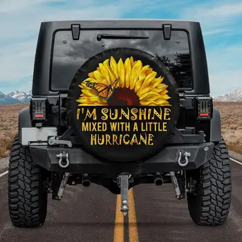 I'm Sunshine Mixed With A Little Hurricane - Слънчогледова резервна гума COVER- Подарък за пътешественик, подарък за мама, Коледа