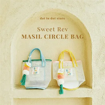 Ins Корейски цвят контраст кофа чанта найлон материал плюс решетка плаж играчка устройство за съхранение ръка извършва закуски разни мама чанта