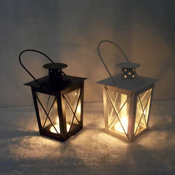 Ins стил желязо свещник фенер за маса ретро безпламъков керосин лампа настолен свещник полилей Коледа дома декор