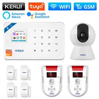 KERUI W181 Алармена система WIFI GSM аларма Начало Tuya Интелигентен безжичен сензор за врати / прозорци Поддръжка на крадци Alexa&Google APP Control