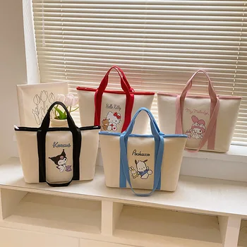 Kawaii Sanrio Hello Kitty платно чанта аниме сладък карикатура Kuromi моята мелодия голям капацитет рамо чанта пазарска чанта подарък