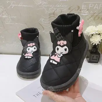 Kawaii Sanrio Kuromi Snows ботуши Girly сърце аниме фигура зимни детски обувки къси ботуши плюс кадифе запази топло карикатура нов